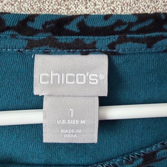 Chico's Teal and Black Long Sleeve Top - Picture 5 of 7